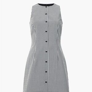French Connection Black & White Gingham Button-Front Mini Dress Evereve